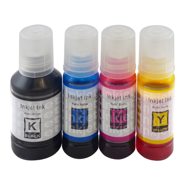 Huismerk Epson Ecotank Inkt Fles Pigment (1 zwart + 3 kleuren)