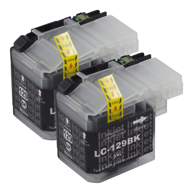 Huismerk Brother LC129XL Inktcartridge Zwart (2 zwart)