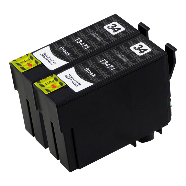 Huismerk Epson T34XL Inktcartridge Zwart (2 zwart)