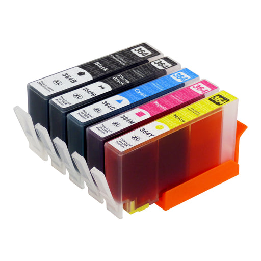 Huismerk HP 364XL Inktcartridge Multipack (1 zwart + 1 foto zwart + 3 kleuren)
