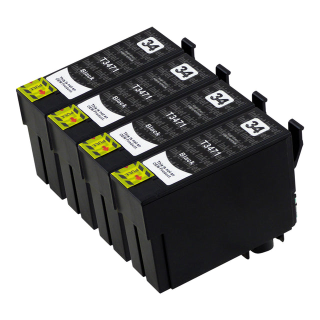 Huismerk Epson T34XL Inktcartridge Zwart (4 zwart)